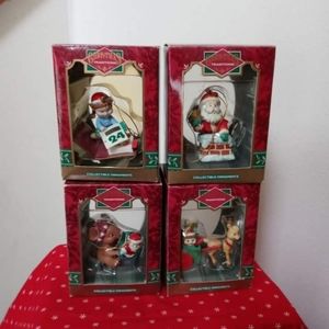 Vintage Lot of 4 Christmas Traditions Ornaments by Matrix Santa Reindeer